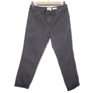 Chino by Anthropologie Relaxed Tux Side Stripe Straight Pant Dark Gray Black 27